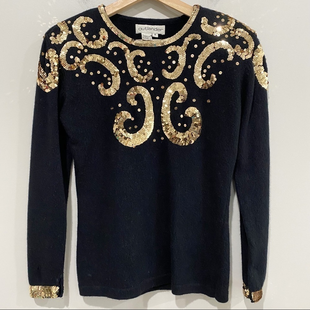 Vintage Silk Angora Blend Sequin Sweater